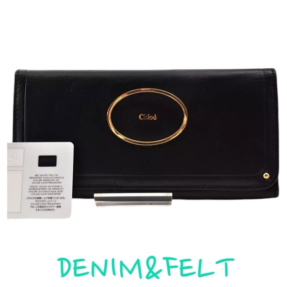 🖤Chloe Victoria Black Leather Long Wallet w/ Front Flap | EUC | PRELOVED w/BOX! - Picture 1 of 11